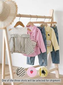 Elladie kids Children's Summer Striped Off-Shoulder Set,White Sweet Short Cardigan&Sleeveless Top For School,Back-To-School Fashionable Layered Outing Set - Apricot - View 4