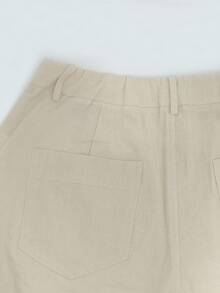 Levarali Women's Solid Color Textured Vacation Fashion Loose Casual Long Pants Beige Autumn - White - View 8