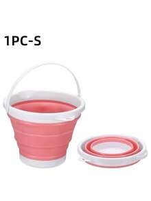 1pc Portable Folding Water Bucket, Plastic & Silicone Car Wash Bucket, Large Capacity Fishing Bucket, Household Water Storage & Watering Bucket Home Bathroom Decor Fall Decor Back To School - Red - View 9