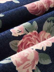 GlowEve Women's Summer Casual Floral Print Denim Dress - Dark Wash - View 6