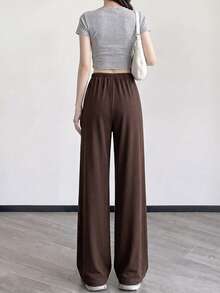 Everyssa Lässige Retro Pendler Vielseitige Elegante Strick Bequeme Französische Street Lazy Style Damen Lange Hose - Blau - Übersicht 2