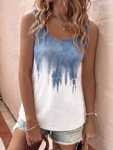 SHEIN Women's Spring/Summer New Hot-Selling Gradient Print Pattern Casual Versatile Tank Top - Multicolor - View 5