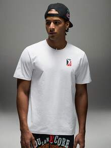 Sport MetroGents Men's Loose Fit Graphic Print Round Neck Short Sleeve Sports T-Shirt, Lightweight, Gym - Black and White - View 5