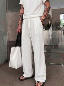 STEELVANCE Pantalones casuales versátiles de unicolor para hombres - Blanco - Ver 4