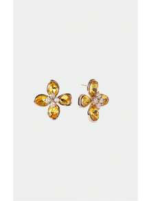 Noxbound Golden Yellow Women's Flash Flower Stud Earrings New Fashion Earrings - Yellow Gold - View 3