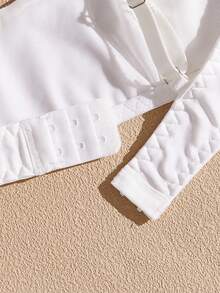 Lencería de mujer Lullawish, sujetador inalámbrico con parches de encaje romántico de unicolor - Blanco - Ver 4