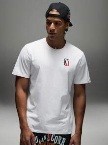 Sport MetroGents Men's Loose Fit Graphic Print Round Neck Short Sleeve Sports T-Shirt, Lightweight, Gym - Black and White - View 3