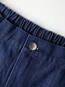 GlowEve CURVE Plus Size Fashion Lace Patchwork Button Pocket Casual Denim Jeans - Dark Wash - View 4