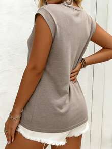 EMERY ROSE Plus Size Women Casual Minimalist Batwing Sleeve Round Neck T-Shirt, Suitable For Spring/Summer - Dusty Pink - View 2