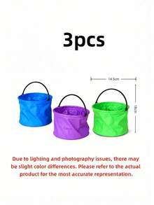 3Pcs Collapsible Mini Bucket, Foldable PVC Water Pail For Beach Fishing Camping Travel, Multi-Use Portable Bucket For Gardening Watering, Cleaning, Painting, Pool Picnic Outdoor Essentials - Folding Bucket - View 10