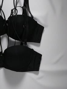 EmpressEnvy Women's Solid Color Underwire Bra (2PCS) - Black - View 4