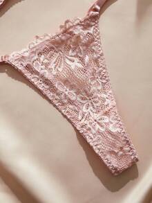 Charlaine French-Style Romantic, Sexy, Cute, And Elegant Lace Light Pink Bra With Underwire, Low-Rise Sexy Underwear, Perfect For Weddings, Fitness, And Autumn. - Pink - View 4