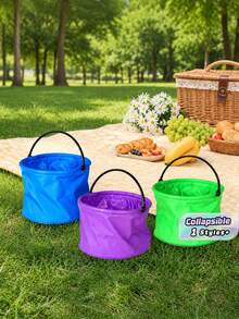 3Pcs Collapsible Mini Bucket, Foldable PVC Water Pail For Beach Fishing Camping Travel, Multi-Use Portable Bucket For Gardening Watering, Cleaning, Painting, Pool Picnic Outdoor Essentials - Folding Bucket - View 1