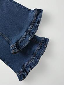 GlowEve CURVE Plus Size Casual Washed Ruffle Hem Jeans - Dark Wash - View 5