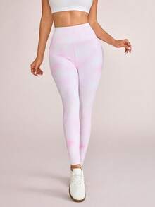 SHEIN Sovereign Charm 女款高腰休閒百搭日常旅行運動緊身內搭褲 - 粉色 - 查看 4