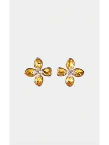 Noxbound Golden Yellow Women's Flash Flower Stud Earrings New Fashion Earrings - Yellow Gold - View 1