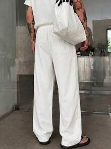 STEELVANCE Pantalones casuales versátiles de unicolor para hombres - Blanco - Ver 2