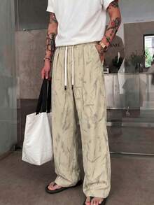STEELVANCE Pantalones para hombre con estampado tie-dye y cintura con cordón - Caqui - Ver 3