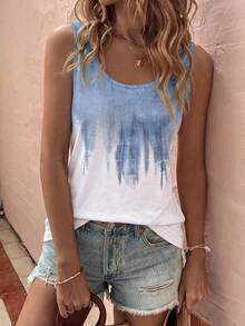 SHEIN Women's Spring/Summer New Hot-Selling Gradient Print Pattern Casual Versatile Tank Top - Multicolor - View 6