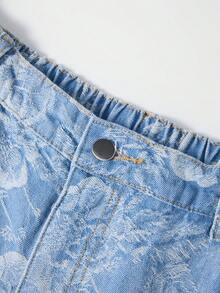 GlowEve CURVE Plus Size Women's Pocket Button All-Over Print Casual Daily Denim Jeans - Light Wash - View 4