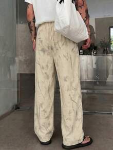 STEELVANCE Pantalones para hombre con estampado tie-dye y cintura con cordón - Caqui - Ver 2