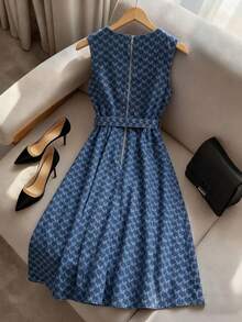 GlowEve Women's Summer Casual Sleeveless Denim Dress - Dark Wash - View 2