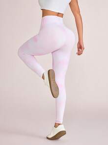 SHEIN Sovereign Charm 女款高腰休閒百搭日常旅行運動緊身內搭褲 - 粉色 - 查看 5