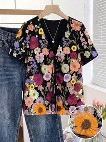 GlowEve CURVE Plus Size Simple Elegant Casual Embroidered Women's Jacket Bussines Dinner Evening Formal Wedding Guest Black And Gold Summer - Multicolor - View 3