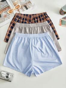 Lowkey Lull Ins Casual Comfortable Minimalist Plaid Striped Lace Trim Women's Pajamas Loungewear Bottoms - Multicolor - View 2