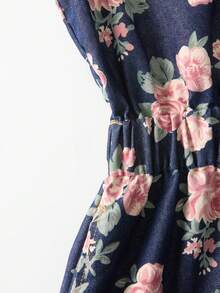 GlowEve Women's Summer Casual Floral Print Denim Dress - Dark Wash - View 5