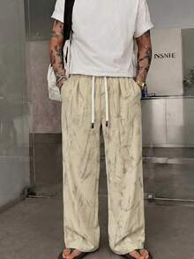 STEELVANCE Pantalones para hombre con estampado tie-dye y cintura con cordón - Caqui - Ver 4