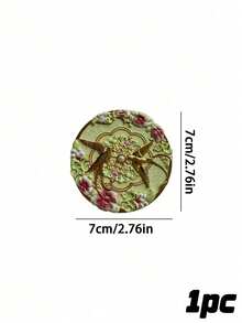 Cirelle 1個/2個裝復古中式燕子圖案手持化妝鏡，琺瑯花卉浮雕金屬梳妝鏡附手柄，女孩與女性適用便攜裝飾化妝鏡，適合日常化妝與送禮 - 彩色 - 查看 12