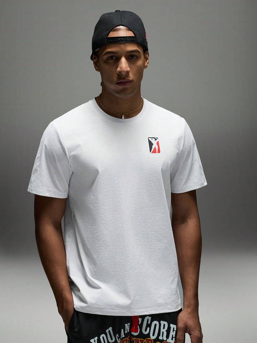 Sport MetroGents Men's Loose Fit Graphic Print Round Neck Short Sleeve Sports T-Shirt, Lightweight, Gym - Black and White - View 1