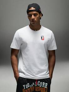 Sport MetroGents Men's Loose Fit Graphic Print Round Neck Short Sleeve Sports T-Shirt, Lightweight, Gym - Black and White - View 6