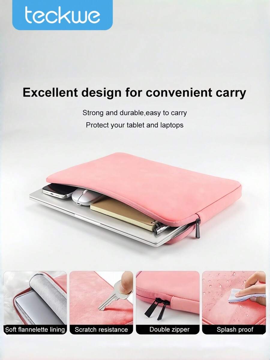 Teckwe 1 Pieza Funda Protectora Universal de 13.3 Pulgadas de Tela de Poliéster Suave, Delgada, Ligera, a Prueba de Golpes e Impermeable, de unicolor, Compatible con Computadora Portátil de 13.3 Pulgadas para Uso Diario, Trabajo de Oficina, Escuela y Desplazamiento, Estuche Protector Portátil