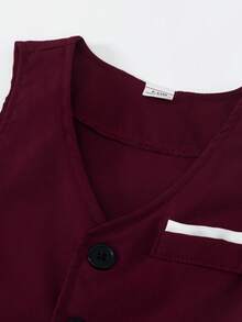Baby Boys' Elegant Color Block Bowknot Decor Fashion Suits - Burgundy - View 5