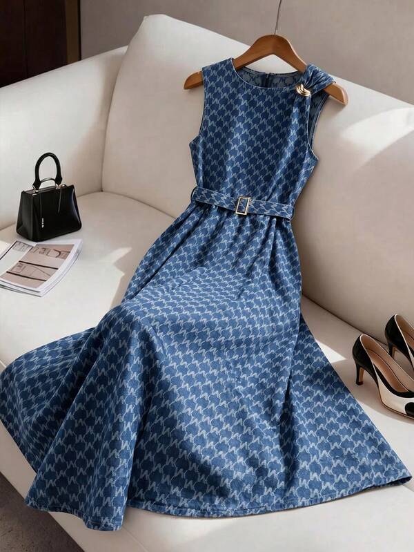 GlowEve Women's Summer Casual Sleeveless Denim Dress