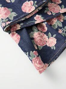 GlowEve Women's Summer Casual Floral Print Denim Dress - Dark Wash - View 4