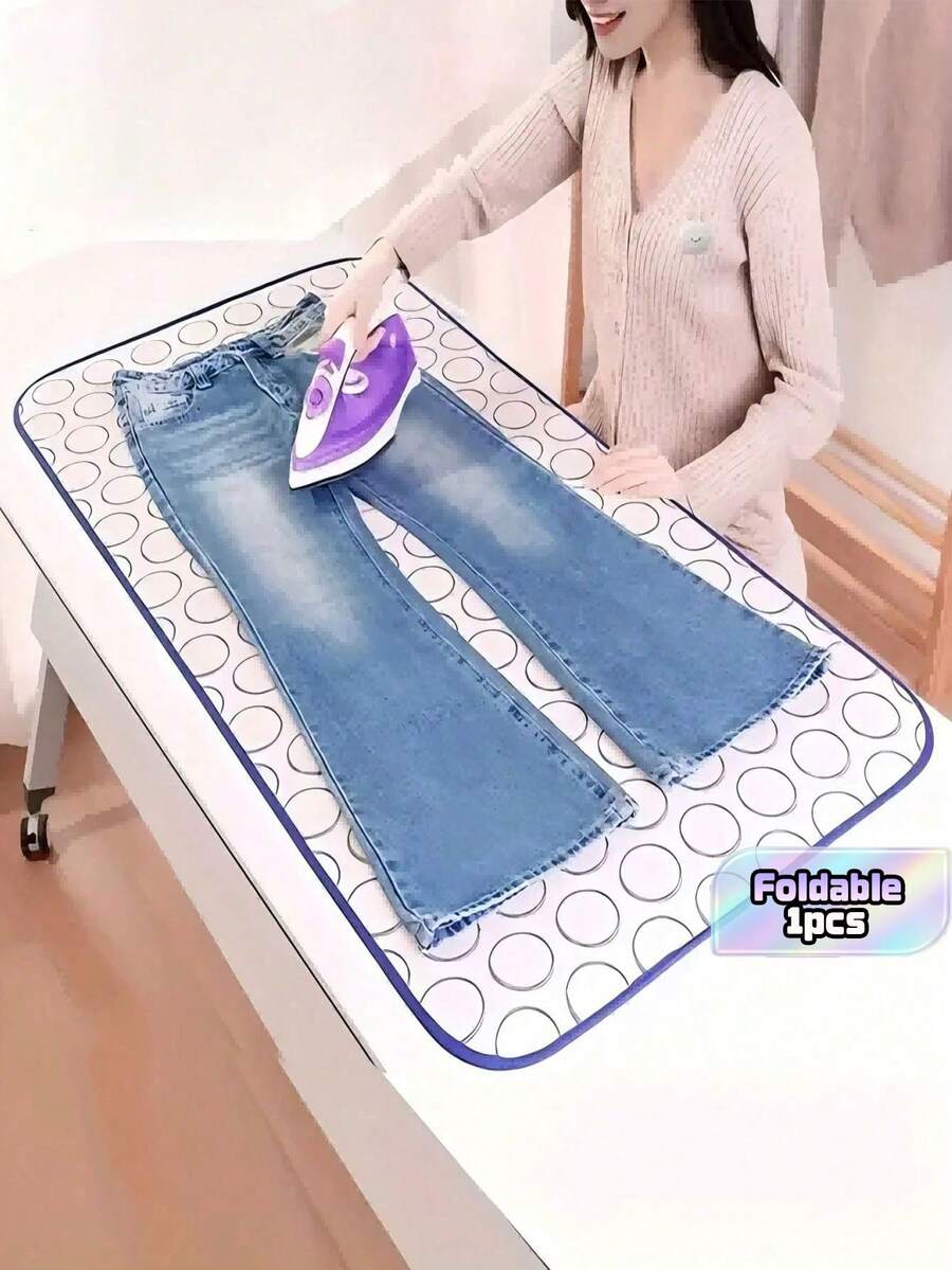 1 Pc Foldable Ironing Mat, Portable Heat Resistant Iron Pad For Home & Bed Use. High Temperature Resistant, Waterproof And Anti-Slip Soft Ironing Board, Suitable For Home And Travel. - Multicolor - View 1