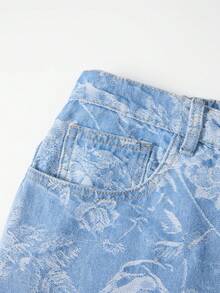 GlowEve CURVE Plus Size Women's Pocket Button All-Over Print Casual Daily Denim Jeans - Light Wash - View 3