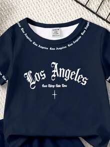 1 Set Pakaian Bayi Laki-laki: Kaos Motif Inggris Gaya Jalanan dan Celana Pendek Motif Senada, Cocok untuk Jalan-jalan dan Bermain di Musim Panas - MultiWarna - View 7