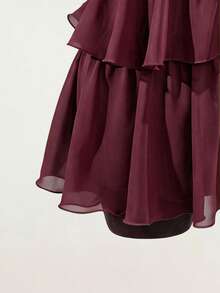 SaltGleam SaltGleam Women's Summer Elegant Solid Color Backless Halter Mini Dress - Burgundy - View 6