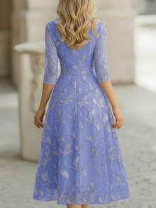 EMERY ROSE New Arrival Elegant Leaf Pattern French Style Long Evening Dress For Women, Suitable For Spring & Autumn - Multicolor - View 2