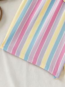 Tween Girl Colorful Striped Ruffle Romper - Multicolor - View 10