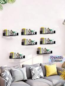 1 Wall Shelving Unit, Black (White) Wall Decoration Storage Rack, Wall Shelving Unit For Living Room Background Wall Decoration, Simple Wall-Mounted Study Figurine And Toy Storage Rack, Living Room, Dining Room And Other Wall Decoration Bookshelves. - Multicolor - View 1