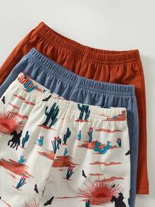 Cozy Pixies Baby Jungen 3-teiliges Set mit bunt gestreiftem Nomad-Stil, Kaktus-Sonnenaufgang-Wüstenmuster, weichem Strick-Pullover mit Rundhalsausschnitt und Kurzarm sowie Shorts mit elastischem Bund, lässig für den Urlaub - Verschiedenfarbig - Übersicht 8