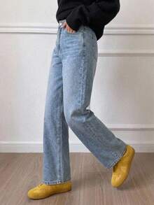 DAZY Light Washed Blue Straight Leg Ankle Length Jeans, All Season - Light Wash - View 9
