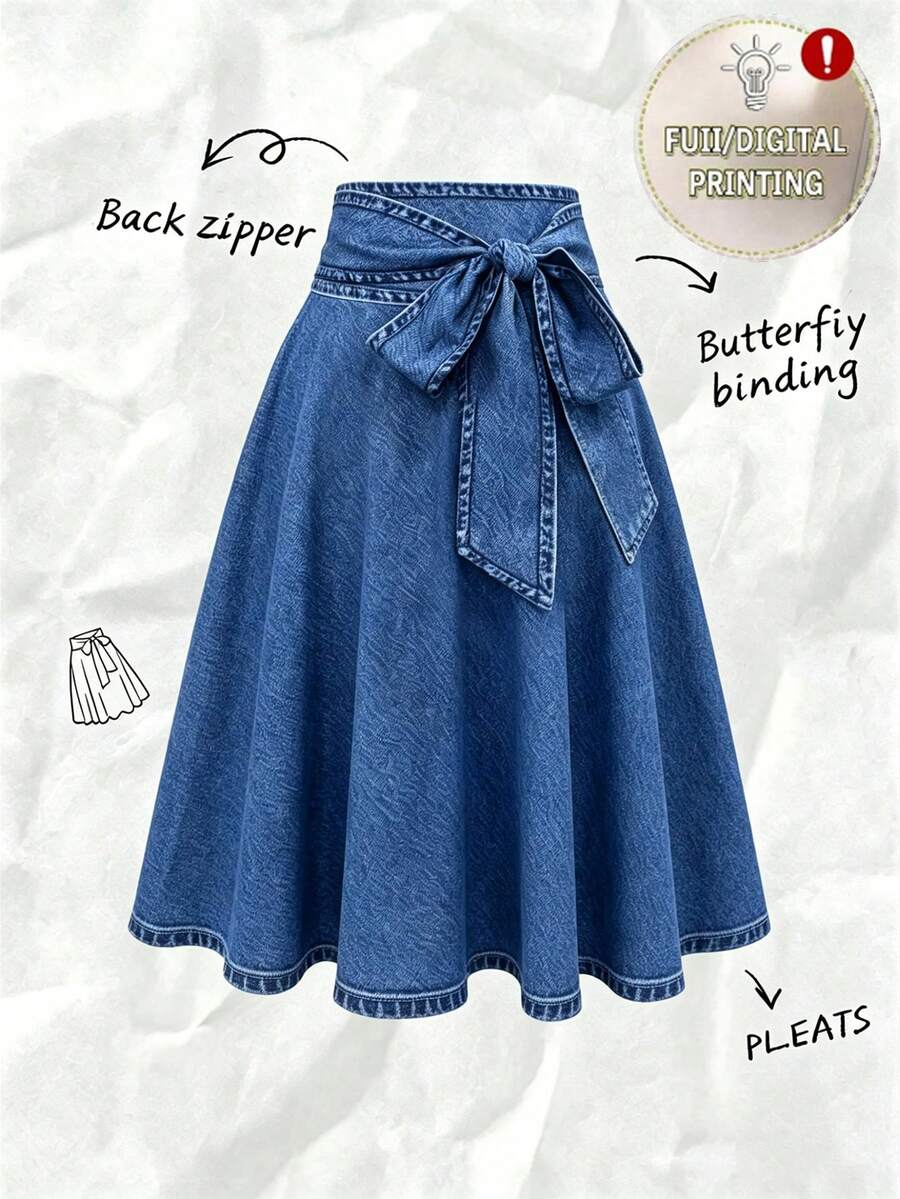 SHEIN Franclia 秋季商務夏季度假休閒日常穿著度假風前綁帶女款裙