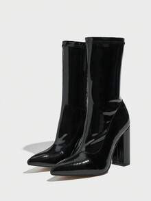 Daringsoles Women's Pointed Toe Side Zipper Design Casual Comfortable Ankle Boots Valentine's Day Fall Shoes - Black - View 3