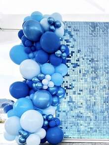 MINKOJA 30/40/53 Peças Balões de Látex Azul Metálico, Azul Pérola, Azul Marinho, Balões de Látex com Confete Conjunto para Decorações de Festa de Aniversário, Casamento, Formatura, Volta às Aulas, Dia dos Namorados, Aniversário - Style C - Visão 3